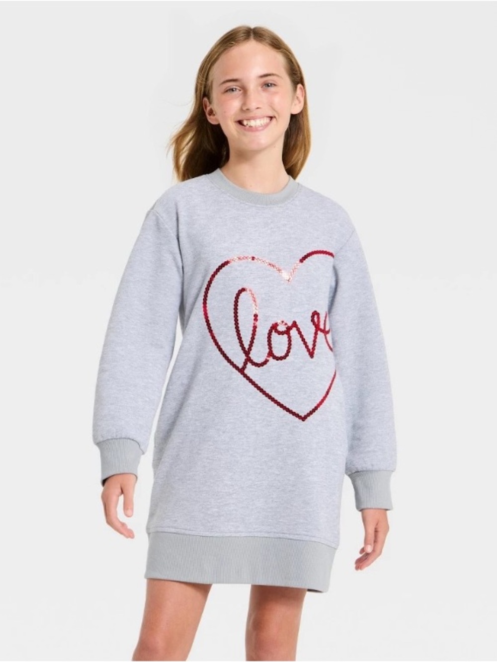 Cat & Jack Girls' Long Sleeve Valentine's Day 'Love' Dress